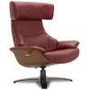 Image de NAOS : Fauteuil de Relaxation Design, Ergonomique et Confortable - Chêne Naturel - Cuir Rouge