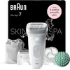 Image de Braun Silk-épil 7 SkinSpa, Épilateur Avec Tête Large Pour Épilation Facile, Le Sabot Tondeuse Pour Les Zones Sensibles, Peau Douce Longue Durée, Kit Tout-En-Un Skin Spa, 7-081, Étanche, Blanc/Argent