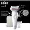 Image de Braun Epilateur Electrique Pour Femmes Silk-épil 9 9-030 Avec Tête Pivotante Pour Epilation Facile, Tête De Rasoir, Sabot Tondeuse Et Rouleaux De Massage, Peau Douce Longue Durée, Blanc/Rose