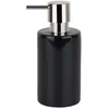 Image de Spirella Distributeur de Savon Liquide  Tube  Céramique Distributeur de Lotion avec doseur en ABS chromé Capacité 300 ML (ØxH): 7 x 16 cm - Noir