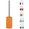 Image de Spirella Brosse WC Porte-Balai Toilette Pot à Balai  Tube  Ensemble WC à Poser en Céramique et Acier Inoxydable Orange