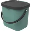 Image de Rotho Albula Poubelle bio 6l avec couvercle et poignée pour la cuisine, Plastique (PP) sans BPA, vertfoncé/anthracite, 6l (23.5 x 20.0 x 20.8 cm)