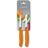Image de Victorinox Swiss Classic, Set de couteaux à éplucher et à légumes, 2 pièces, Lame extra-tranchante, Aiguisage droit pour des coupes précises, 8 cm, Acier inoxydable, Orange