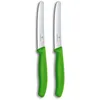 Image de Victorinox Swiss Classic, Couteau à petit déjeuner, Couteau à pain, Lame tranchante, dentelée, 11 cm, Manche plastique, Acier inoxydable, Set 2 Pièces, Vert