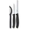 Image de Victorinox Swiss Classic Set de couteaux à légumes avec éplucheur, couteau à éplucher et couteau à tomates, 3 pièces, Lame extra tranchante, Noir