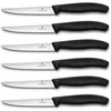 Image de Victorinox Swiss Classic Lot de couteaux à steak et pizza pour pros, 6 pièces, Couteaux de table, Dentés, Tranchants, 11 cm, Poignées plastique solides, Noir