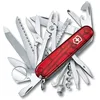 Image de Victorinox Swiss Champ Couteau de Poche Suisse, Léger, Couteau Multifonction, 33 Fonctions, Lame, Ciseaux, Tire Bouchon, Rouge Transparent