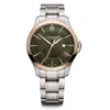 Image de Victorinox Montre Homme Alliance Ø 40 mm, Swiss Made, Quartz Analogique, Étanche Jusqu’à 100 m, Verre Saphir, Bracelet INOX, Vert/Or Rose/Argent