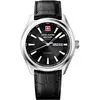 Image de Swiss Alpine Military Montre Homme - Fabrication Suisse - 43mm - Automatique - Verre Saphir - 10 ATM - Bracelet Cuir Noir, Bracelet en cuir noir, Sangle