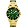 Image de Swiss Alpine Military 7053.9 Montre chronographe à quartz analogique pour homme en acier inoxydable, Or/noir/vert - 9114sam, Bracelet