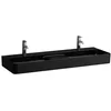 Image de Laufen VAL lavabo double, 1 trou de robinetterie, avec trop-plein, 1200x420mm, zone semi-sèche au centre, H8142827161041, Couleur: Noir Mat