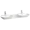 Image de Laufen INO lavabo double, sans trou pour robinet, avec trop-plein, 1420x450mm, H8143040001091, Couleur: Blanc