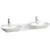 Image de Laufen INO lavabo double, 1 trou de robinetterie par vasque, sans trop-plein, 1420x450mm, H8143044001111, Couleur: Blanc avec LCC