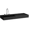Image de LAUFEN Kartell Lave-Mains, en Construction, Tablette Droite, 2 Trous pour Robinet, sans trop-Plein, 1200x460, Coloris: Noir Brillant - H8133320208151