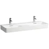Image de Laufen VAL lavabo double, 1 trou de robinetterie, avec trop-plein, 1200x420mm, zone semi-sèche au centre, H8142824001041, Couleur: Blanc avec LCC