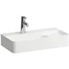 Image de Laufen VAL lavabo COMPACT, sans trou pour robinetterie, avec trop-plein, 600x315mm, zone semi sèche à droite, H8152854001091, Couleur: Blanc avec LCC