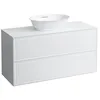 Image de LAUFEN The New Classic Sideboard, découpe au Centre, 1175x455x600mm, 2 tiroirs, pour bac à Linge H812852/3,H406022085, Coloris: Blanc Brillant