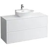 Image de Laufen The New Classic Sideboard, découpe au centre, 1175x455x600mm, 2 tiroirs, pour lave-mains à poser H816852, H4060240856311, Couleur: Blanc brillant
