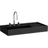 Image de Laufen Kartell lavabo à poser, tablette à droite, 2 trous pour robinetterie, sans trop-plein, 900x460mm, H8183380208151, Couleur: noir brillant