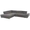 Image de Canapé d'angle gauche convertible 4 places en tissu TWIN coloris gris