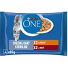 Image de PURINA ONE | BIFENSIS | Chat Adulte Stérilisé | Aide à contrôler Le Poids, et à Maintenir Un système urinaire sain | Effilés en Sauce | Poulet, Boeuf | Sachets Fraîcheur | 4 x 85g