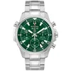 Image de Bulova Montre à Quartz analogique pour Homme avec Bracelet en Acier Inoxydable 96B396, Vert, Bracelet