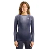 Image de Odlo Femmes Blackcomb Eco Big Logo Top Crew Neck Longsleeve Vêtements De Course Maillot De Corps Gray Ridge - Gris L