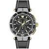 Image de Versace Montre à Quartz pour Hommes Mode Bracelet en Cuir Noir boîtier en Acier Inoxydable Affichage analogique Noir - VE3L00222