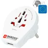 Image de SKROSS | 1.500260 | Adaptateur de prise internationale (anglaise, americaine, chinoise, Suisse, italienne, australienne) vers prise Francaise avec chargeur USB 2.4A pour smartphone et tablette intégré