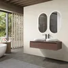 Image de LuxuryBain - Meuble de Salle de Bain Double Vasque 120cm Bois foncé avec Miroir LED