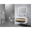 Image de LuxuryBain- Meuble de Salle de Bain Double Vasque 120cm Bois et Blanc avec Miroir LED LB-8153-120