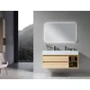 Image de LuxuryBain- Meuble de Salle de Bain Double Vasque Bois et Blanc Effet marbre avec Miroir LED LB-8512