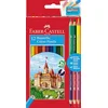 Image de Faber-Castell 110312 - Set de crayons de couleur pour enfants et adultes, 16 pièces, incassables, avec 3 crayons bicolores et 1 taille-crayon