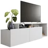 Image de Meuble TV 50 Pouces 2 Abattants Blanc 6 Niches L 164 H 46.5 P 37.5 cm