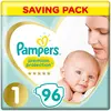 Image de Pampers Premium Protection Taille 1, 96 couches, 2 à 5 kg, économique, confort doux, approuvé par la British Skin Foundation