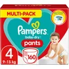 Image de Pampers Couches-Culottes Taille 4 (9-15 kg), Baby-Dry, 160 Couches-Culottes Bébé, Pack 1 Mois, Maintien 360° pour Éviter les Fuites, Faciles à Changer
