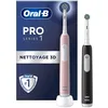 Image de Oral-B Brosses à Dents Electriques Pro 1, 2 Brossettes, Noire, Rose
