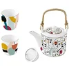 Image de Easy life - easy life teiera capacita' ml. 600 con infusiera e 2 tazze in porcellana in gift box linea modernism r1467#modn