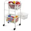 Image de METALTEX - Resserre Chariot de Rangement à roulettes - 3 Paniers Amovibles - Made in Switzerland - SAN Diego, Blanc