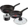 Image de Lagostina Cuisine Eco Set de casseroles et poêles antiadhésives en aluminium, 5 pièces, une poêle 24 cm avec couvercle, une casserole manche longue 18 cm avec couvercle et un Wok 28 cm, également à