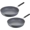 Image de Lagostina Tempra Mineral Lot de poêles antiadhésives en acier et aluminium avec revêtement minéral+ Ø 24/28 cm, poignée en silicone, effet pierre, adaptée à toutes les sources de chaleur