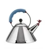 Image de Alessi - 9093 - Bouilloire en Acier Inoxydable 18/10 Brillant avec Poignée et Sifflet-Oisillon - Bleu Clair
