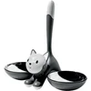 Image de A di Alessi - AMMI09 G - Tigrito - Gamelle pour Chat en Résine Thermoplastique - Gris et Acier Inoxydable 18/10