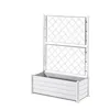 Image de STEFANPLAST Bac à fleur/Jardinière rectangulaire avec treillis - Finition effet bois - 100 x 43 x H 142 cm - 80 L - Blanc