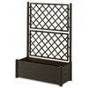 Image de STEFANPLAST Bac à fleur/Jardinière avec treillis - ITALIA FLOWER BOX - Finition effet bois - 100x43xH142 cm - 80 L - Moka
