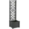 Image de STEFANPLAST Bac à fleur carré ITALIA avec treillis - 30L - Plastique - 43x43x142h cm - Anthracite