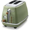 Image de Grille pain - Delonghi - Icona Vintage - 2 tranches - 6 positions - Vert Olive/Chocolat