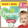 Image de Pampers Harmonie Pants, Taille 5, 144 Couches-Culottes, 12-17kg, Protection Douce Pour La Peau Et Maintien Confortable 360°, Pack 1 Mois