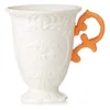 Image de Seletti I Wares Tasse en Porcelaine Blanc/Orange Diamètre 10 cm Hauteur 11,5 cm