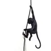 Image de Seletti Lampe suspendue singe avec corde, Résine, Noir, 35 x 38 x 87 cm